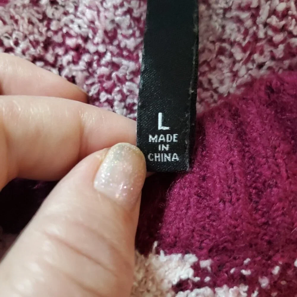 Derek Heart Cropped Bow Sweater Womens Size Large Soft Warm Comfy Preppy Purple - Picture 7 of 11